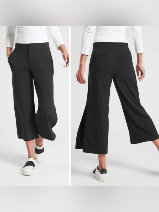Athleta Pants - Athleta Tribeca Cropped Flowy Mid-Rise Pants In Black Size 8